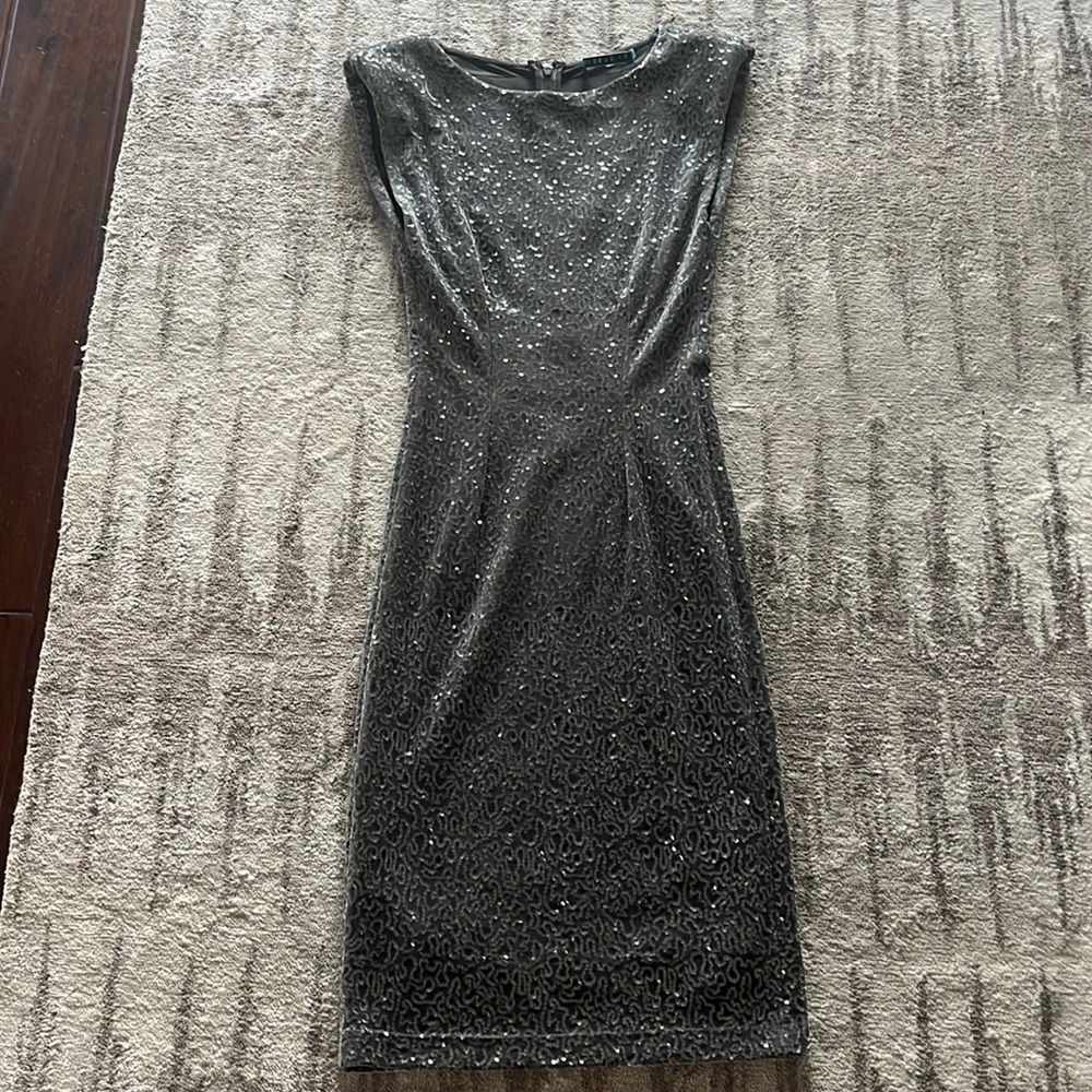 Alice + Olivia XS/P Sparkly Gray Velvet Sequin Midi Dress